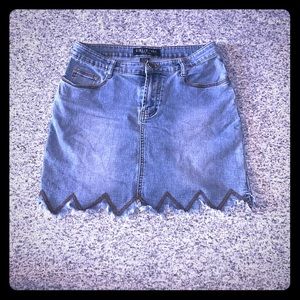 Street code jean fringed skirt